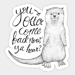 Hospitable Otter - sea life, cute animals, puns Sticker